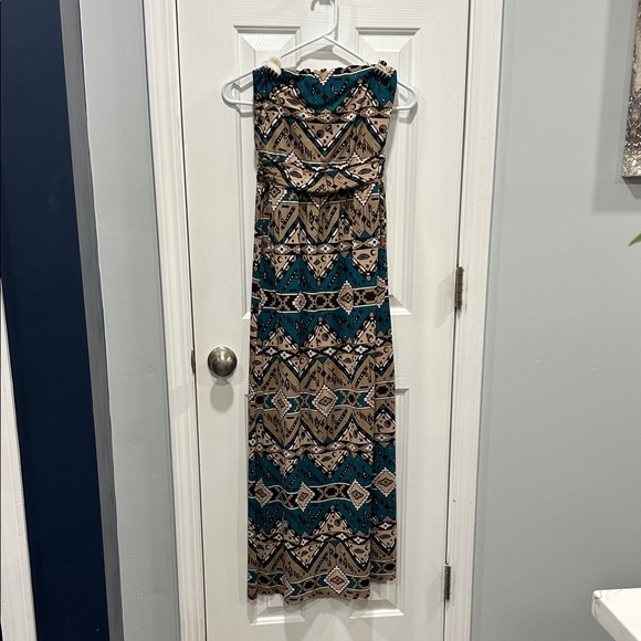 Fantastic Fawn Dresses & Skirts - Fantastic Fawn Strapless Dress in Teal and Tan